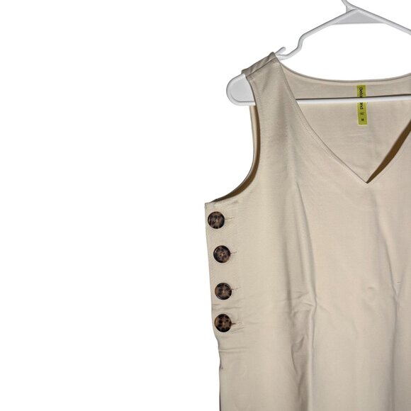 Betabrand Admiral Button Shift Dress Women's Size Medium in Coconut Cream NWOT! - Picture 3 of 7
